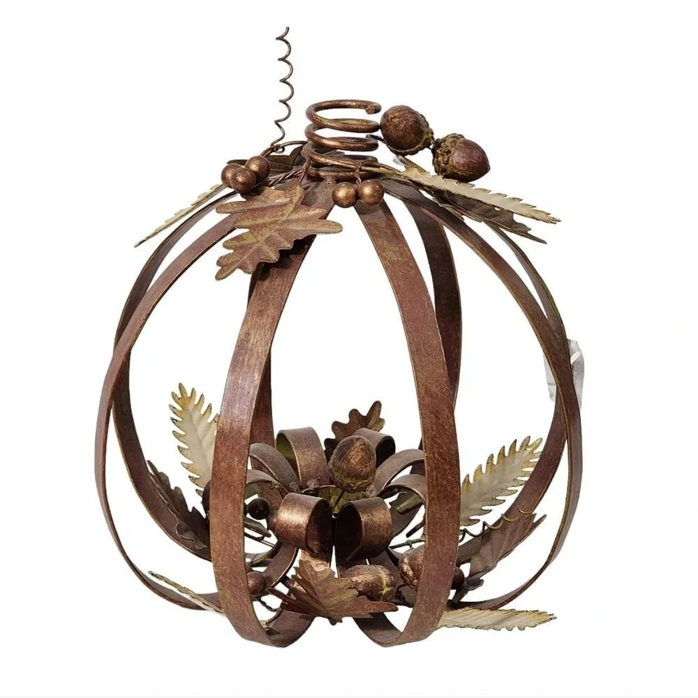 Vintage Metal Pumpkin Lantern Rustic Farmhouse Fall Decor for Thanksgiving Table